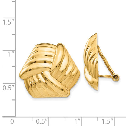 14k Yellow Gold Omega Clip Non-pierced Stud Earrings