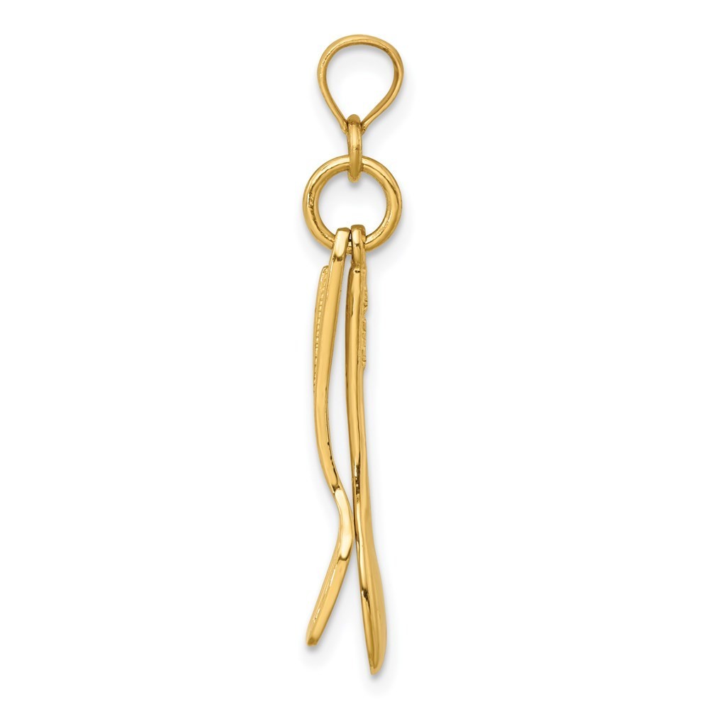 14k Yellow Gold 3-D Moveable Spoon and Spatula Charm Pendant