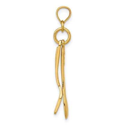 14k Yellow Gold 3-D Moveable Spoon and Spatula Charm Pendant