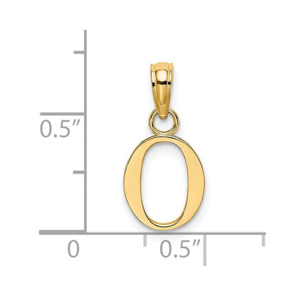 14k Yellow Gold Polished Block Letter O Initial Pendant