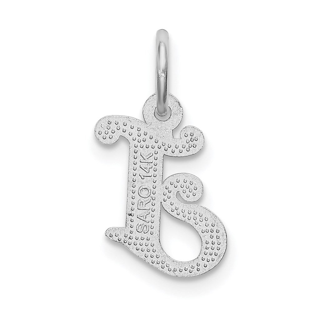 14k White Gold Diamond-cut Letter J Initial Charm Pendant