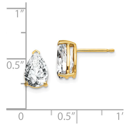 14k Yellow Gold 9x6mm Pear Cubic Zirconia Stud Earrings