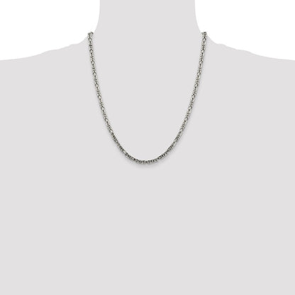 Sterling Silver 3.25mm Byzantine Chain Necklace 22"