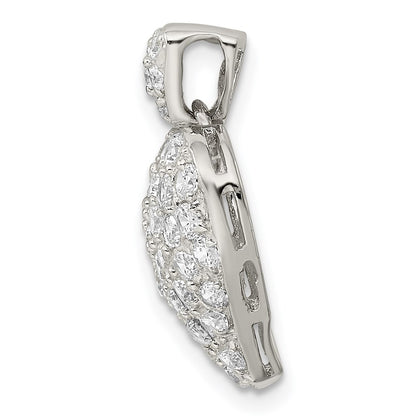 Sterling Silver Rhodium-plated CZ Puffed Heart Pendant