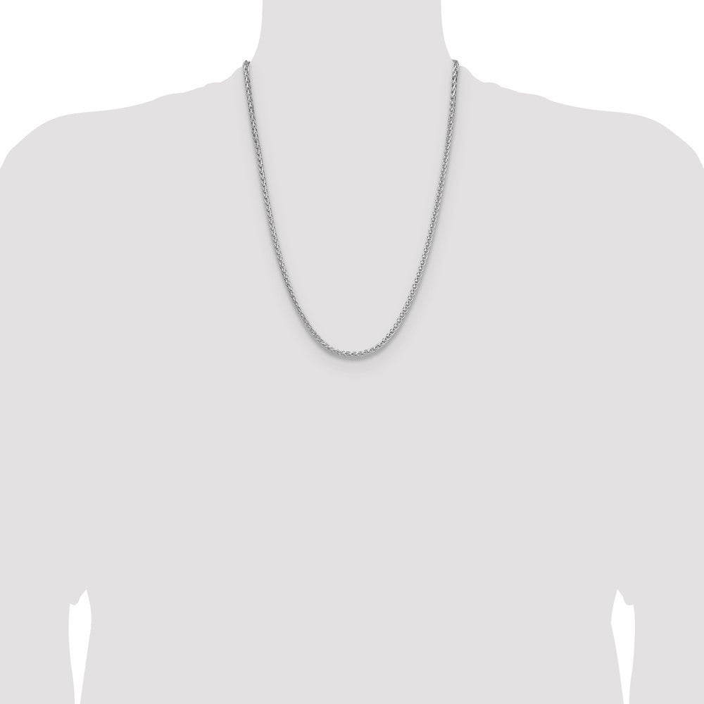 Sterling Silver 3.5mm Diamond-cut Square Spiga Chain Necklace 24"