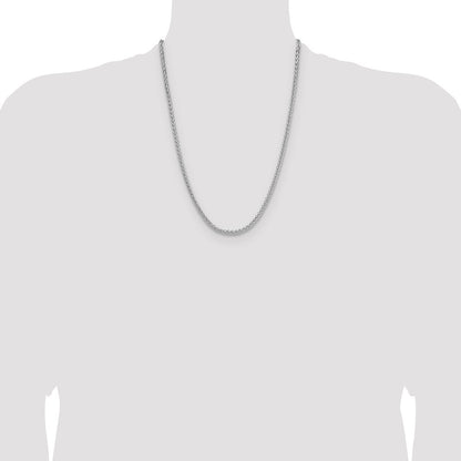 Sterling Silver 3.5mm Diamond-cut Square Spiga Chain Necklace 24"