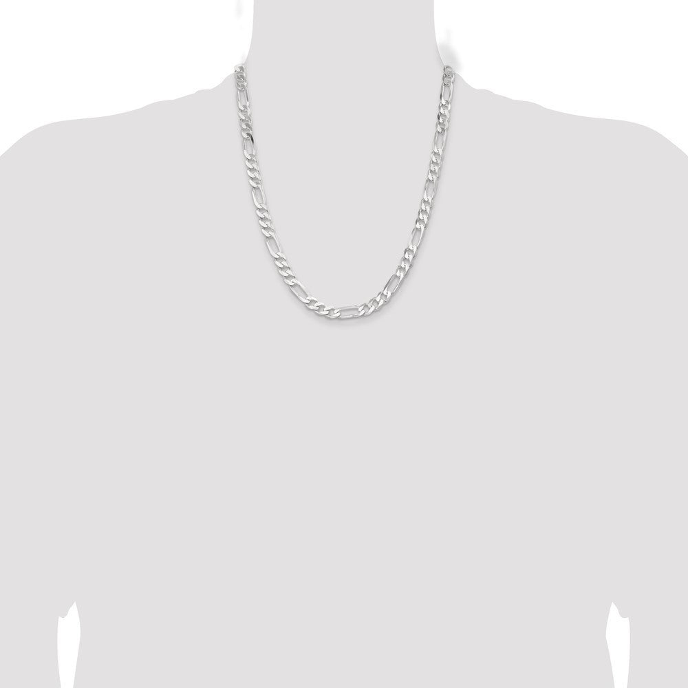 Sterling Silver 7.5mm Figaro Chain Necklace 22"