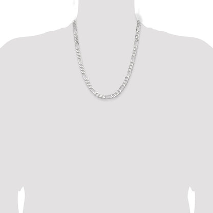 Sterling Silver 7.5mm Figaro Chain Necklace 22"