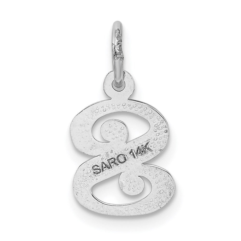 14k White Gold Diamond-cut Letter S Initial Charm Pendant