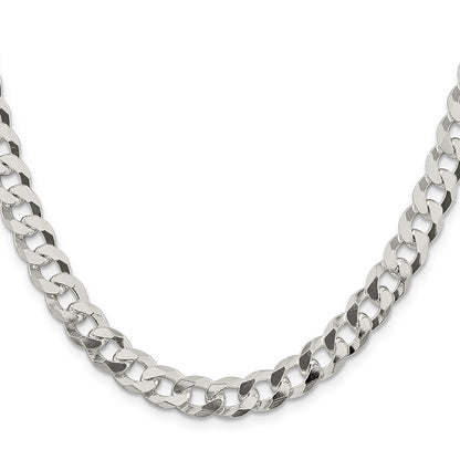 Sterling Silver 8.5mm Beveled Curb Chain Necklace 22"