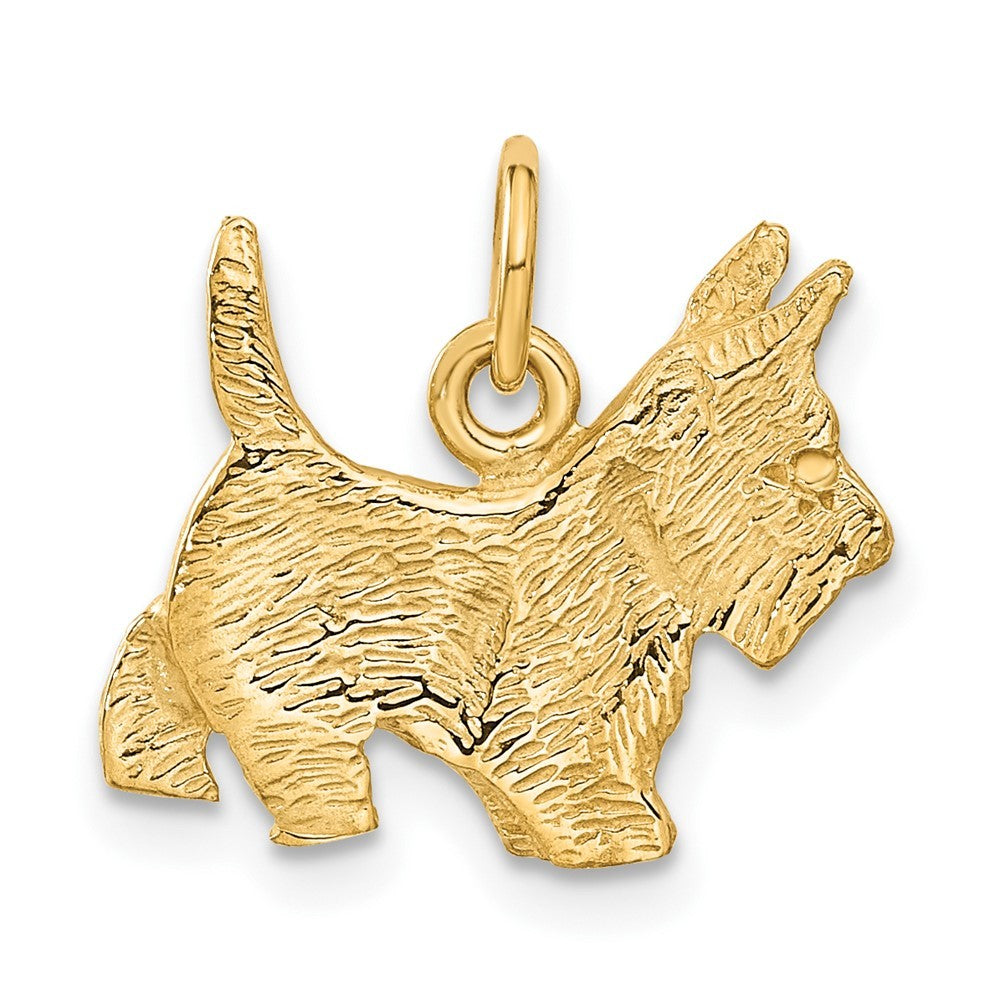 14k Yellow Gold Ruby Eye Scottie Dog Charm Pendant