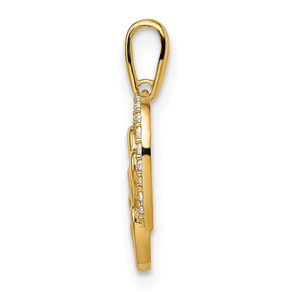 14k Yellow Gold CZ Hearts Pendant