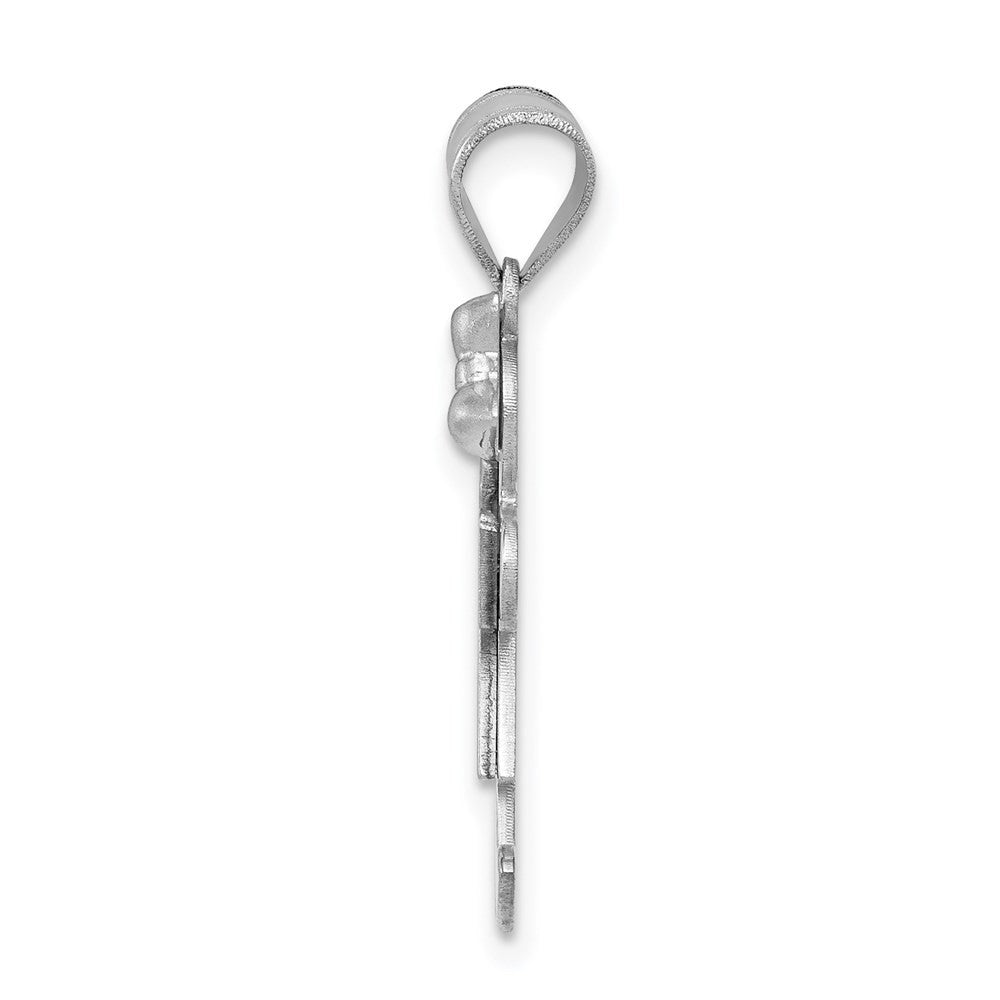 14k White Gold Small Girl Bow on Right Engravable Charm Pendant