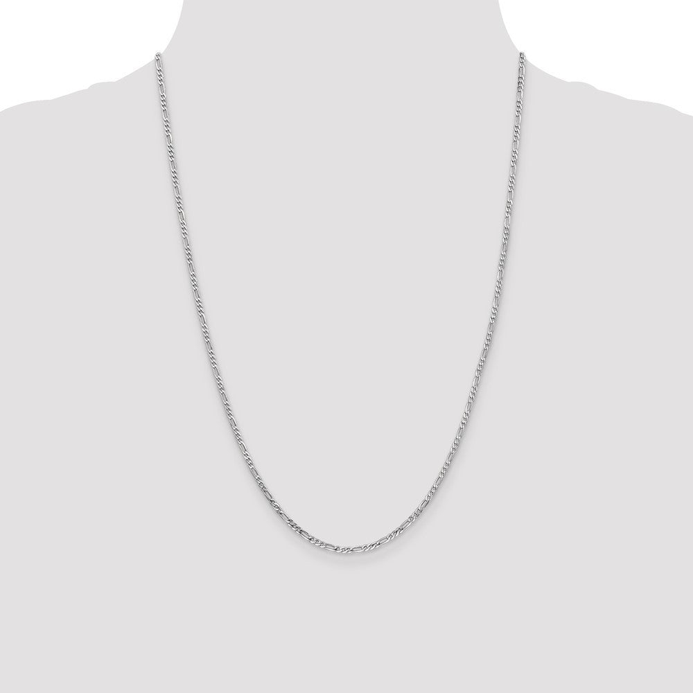 14K White Gold 2.25mm Flat Figaro with Lobster Clasp Chain Necklace 24"