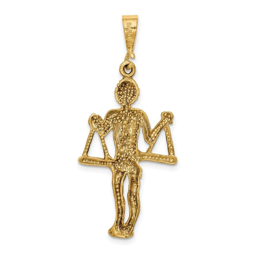 14k Yellow Gold Satin Diamond-cut Libra Zodiac Charm Pendant