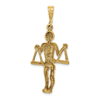 14k Yellow Gold Satin Diamond-cut Libra Zodiac Charm Pendant
