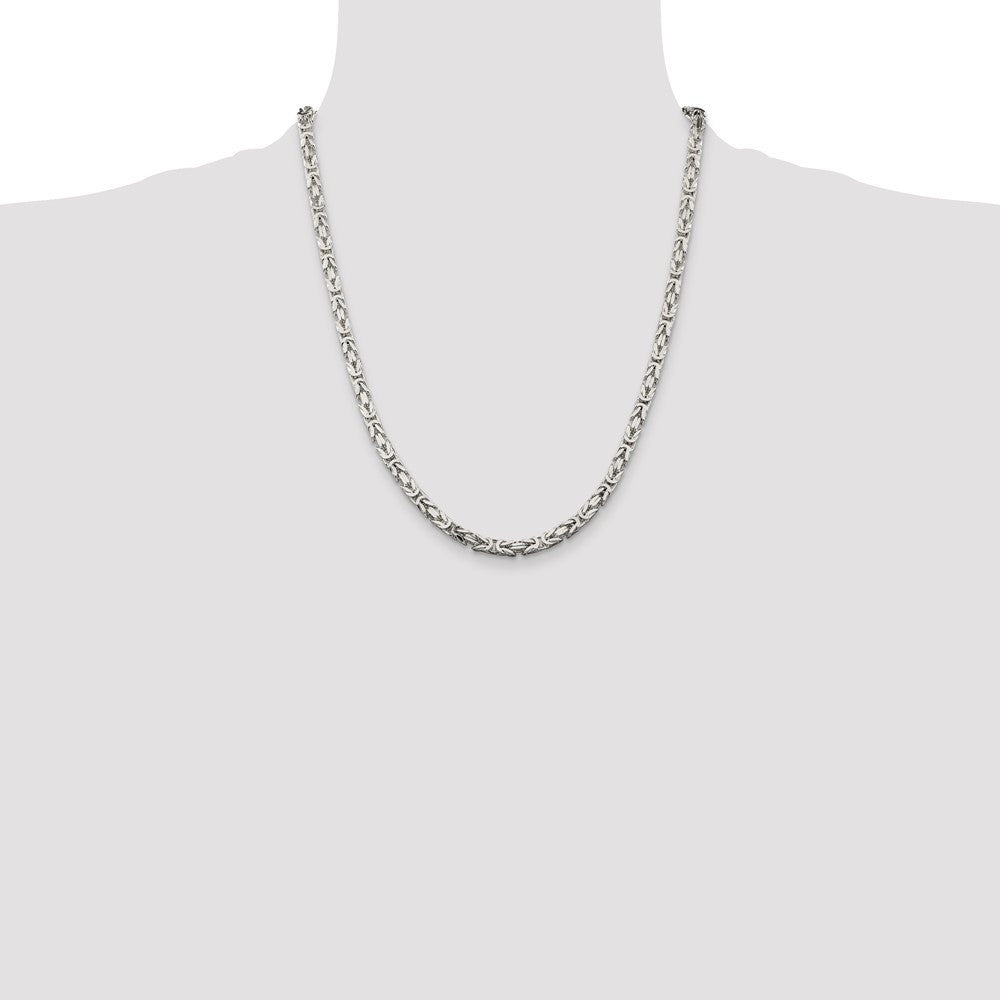 Sterling Silver 4.25mm Byzantine Chain Necklace 22"