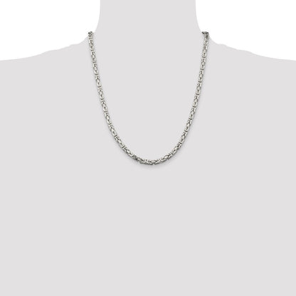 Sterling Silver 4.25mm Byzantine Chain Necklace 22"