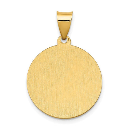 14k Yellow Gold Polished/Satin St. Cecilia Hollow Medal Pendant