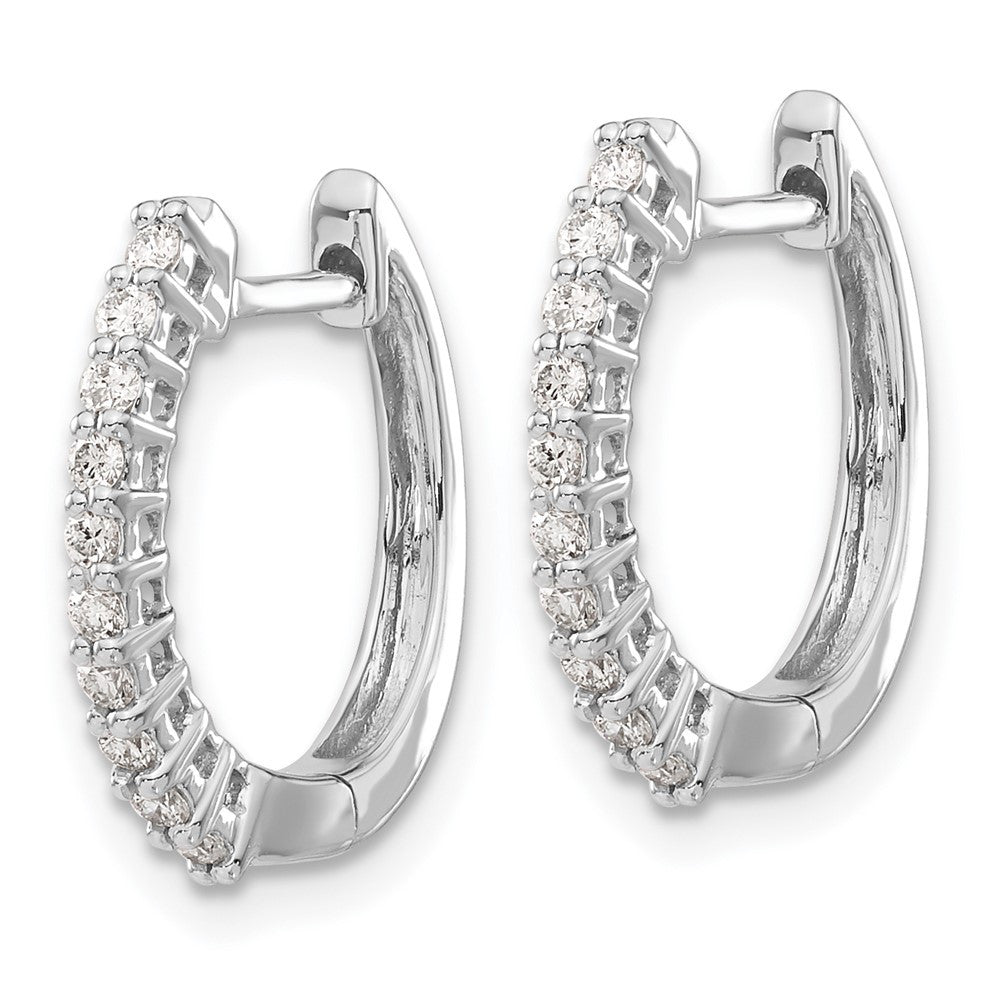 14k White Gold Diamond Hinged Hoop Earrings