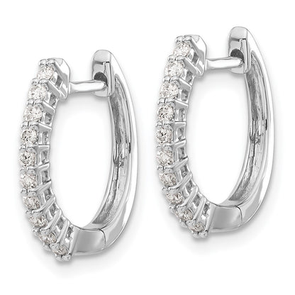 14k White Gold Diamond Hinged Hoop Earrings