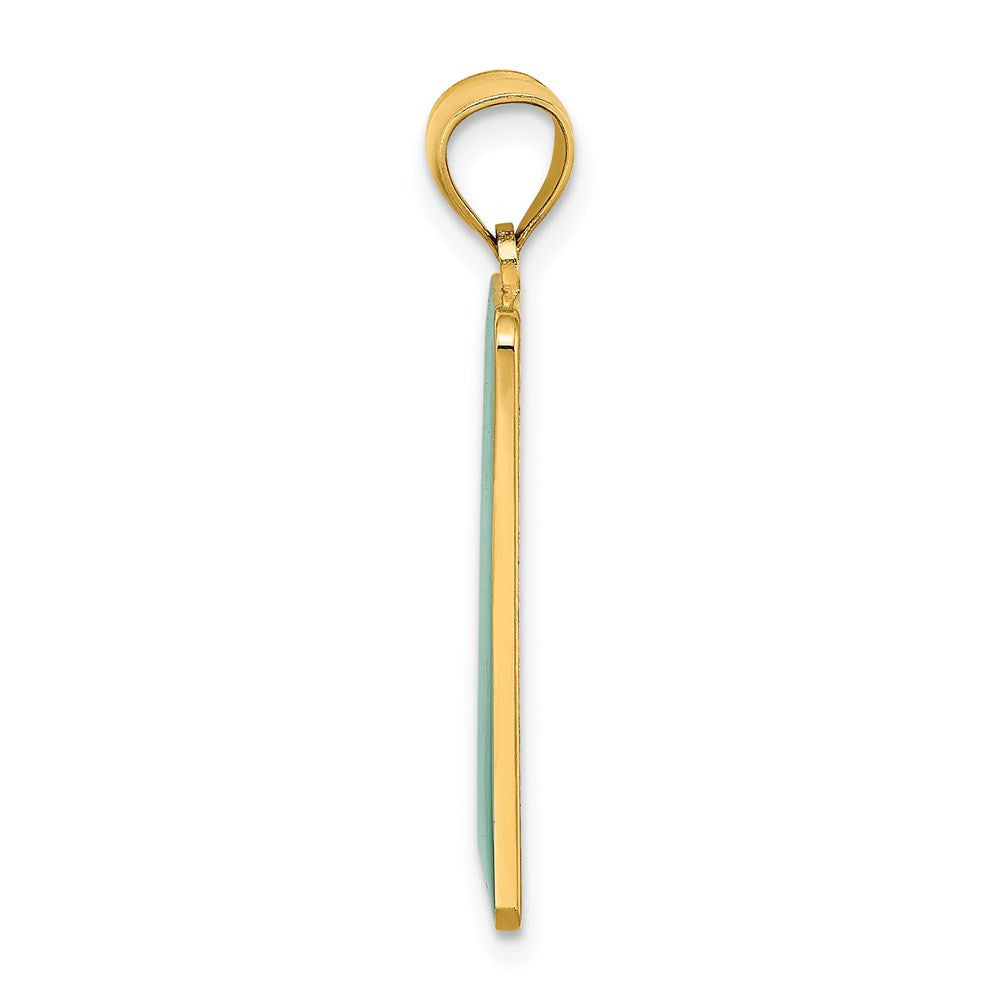 14k Yellow Gold Enamel Mile Marker 0/ KEY WEST Charm Pendant