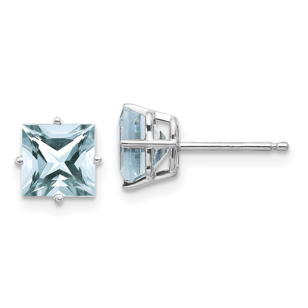 14k White Gold Aquamarine Stud Earrings