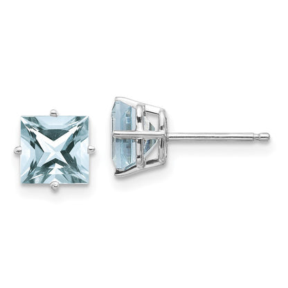 14k White Gold Aquamarine Stud Earrings