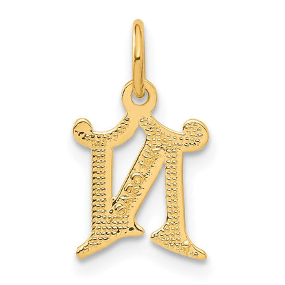 14k Yellow Gold Letter N Initial Charm Pendant