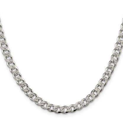 Sterling Silver 5.5mm Pav� Curb Chain Necklace 24"