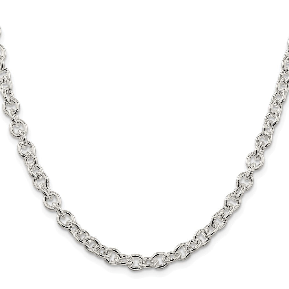 Sterling Silver Rhodium-plated 6.1mm Cable Chain Necklace 24"
