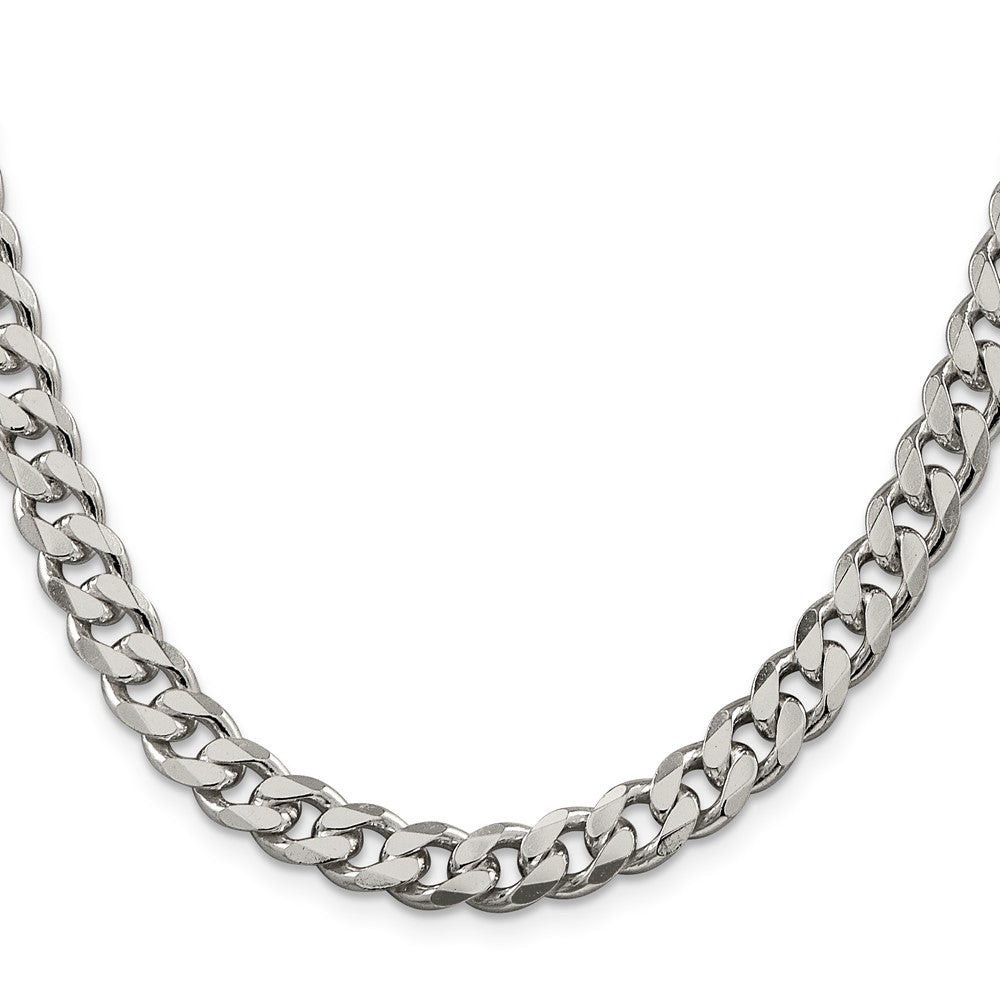 Sterling Silver 8.3mm Curb Chain Necklace 22"