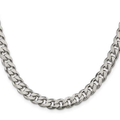 Sterling Silver 8.3mm Curb Chain Necklace 22"
