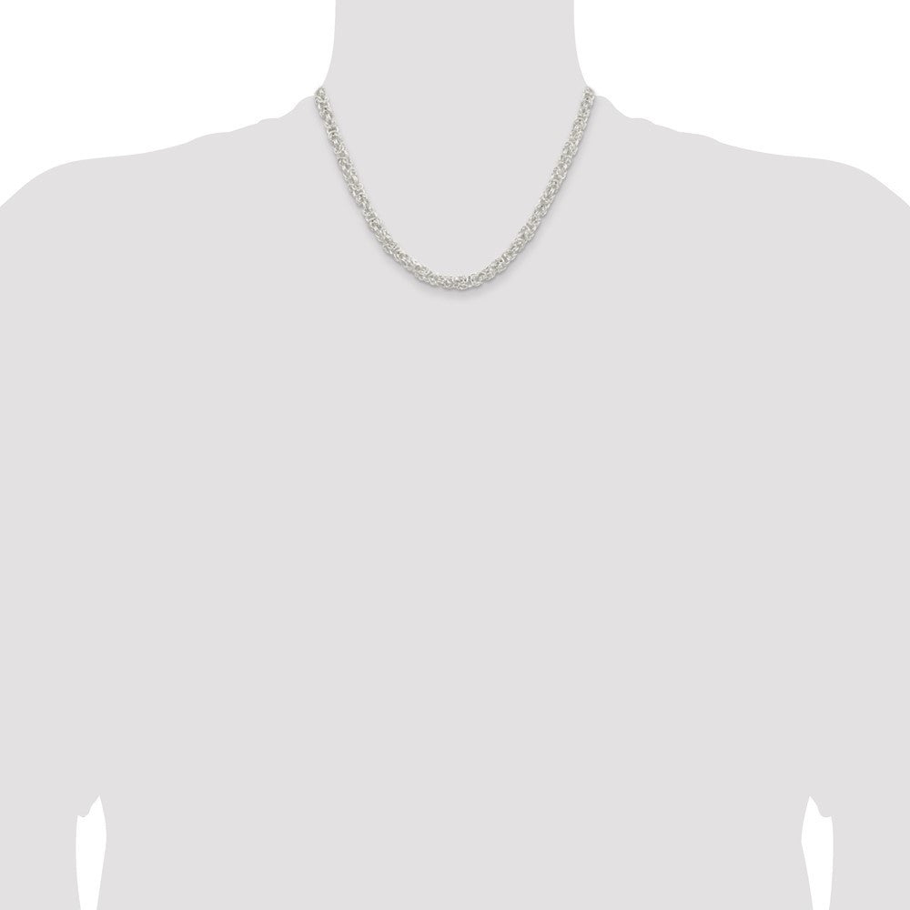 Sterling Silver 5.5mm Rounded Byzantine Chain Necklace 18"