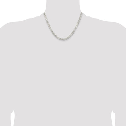 Sterling Silver 5.5mm Rounded Byzantine Chain Necklace 18"