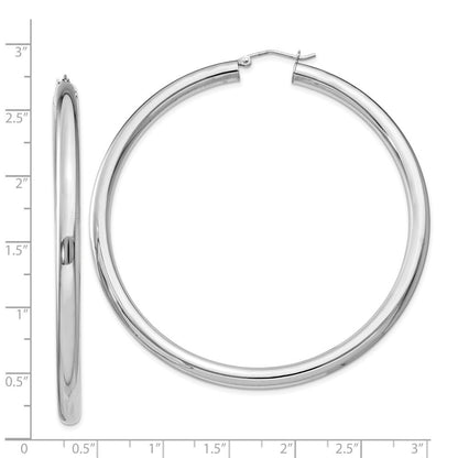 Sterling Silver Rhodium-plated 4mm Round Hoop Earrings