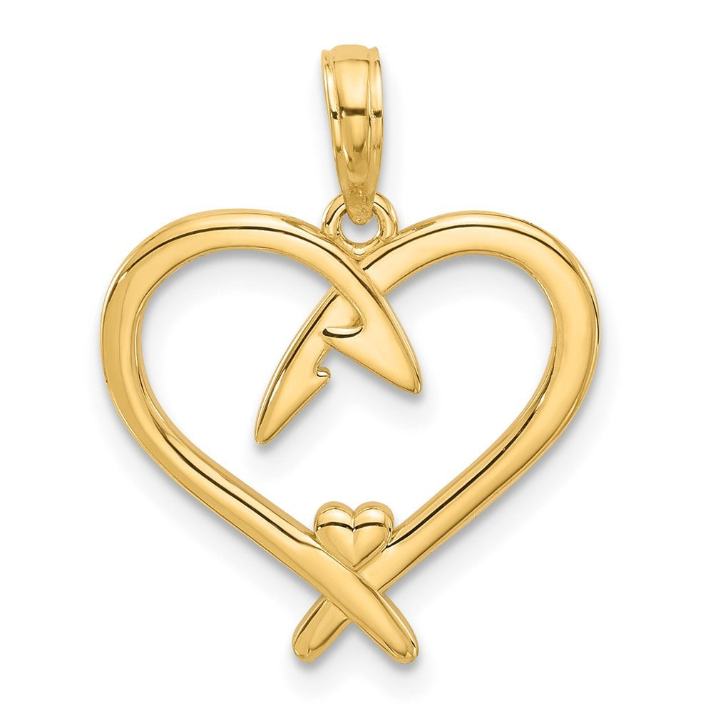 14k Yellow Gold Fancy Heart Charm Pendant