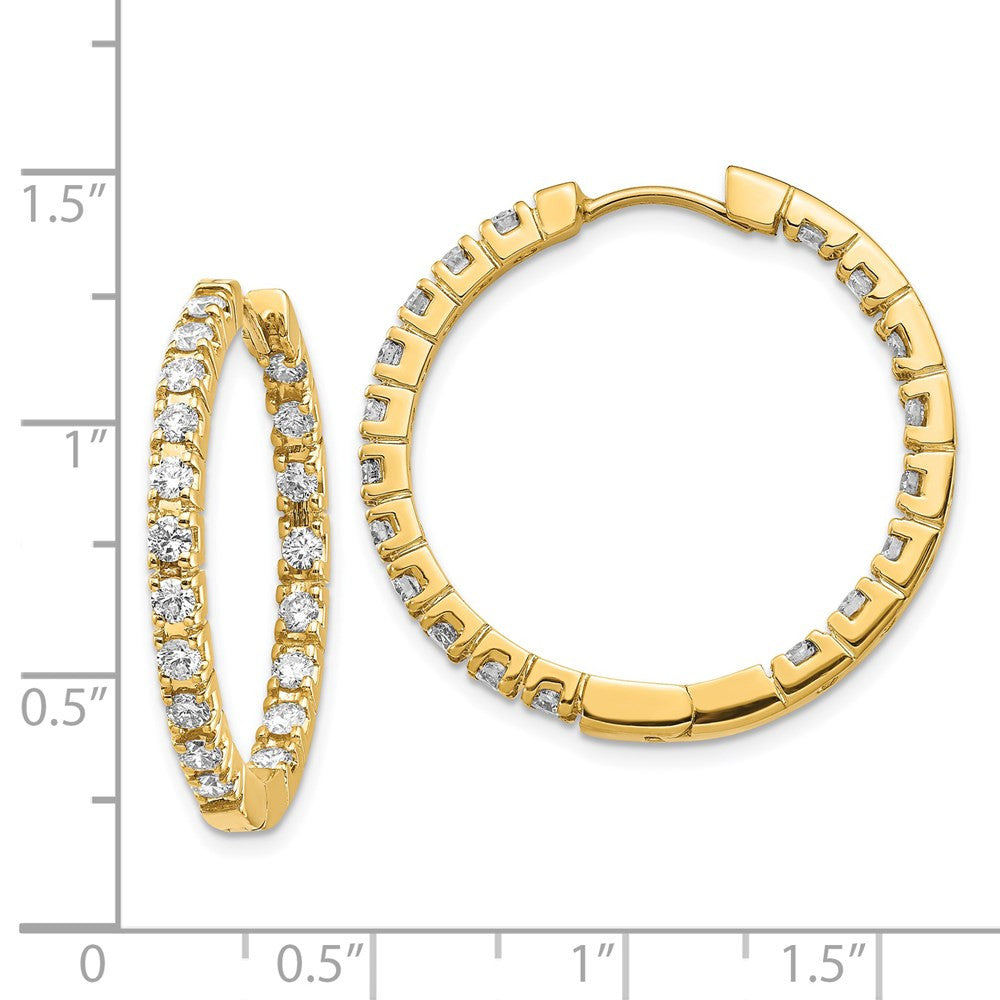 14k Yellow Gold AA Diamond Hinged Hoop Earrings