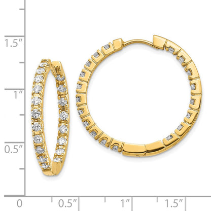 14k Yellow Gold AA Diamond Hinged Hoop Earrings