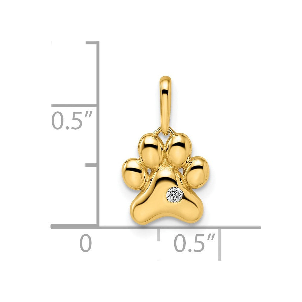 14k Yellow Gold Madi K CZ Paw Print Pendant