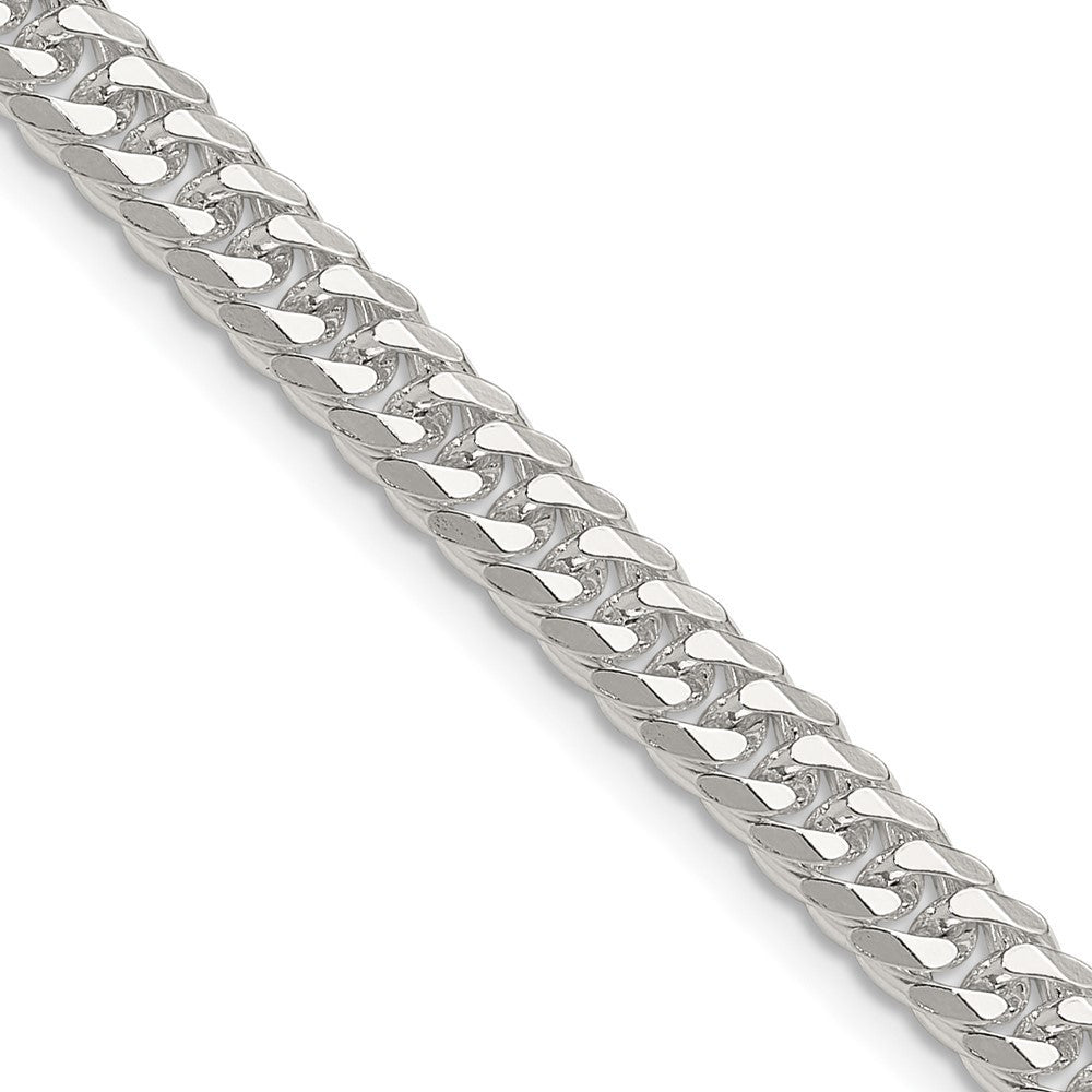 Sterling Silver Polished 5.7mm Double Diamond-cut Curb Chain Necklace 22"