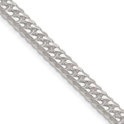 Sterling Silver Polished 5.7mm Double Diamond-cut Curb Chain Necklace 22"