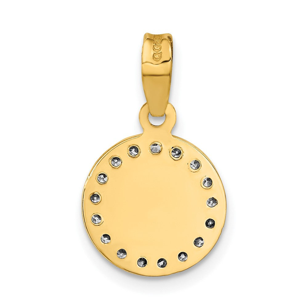 14k Yellow Gold Rose and White Rhodium Polished CZ Mary Round Pendant