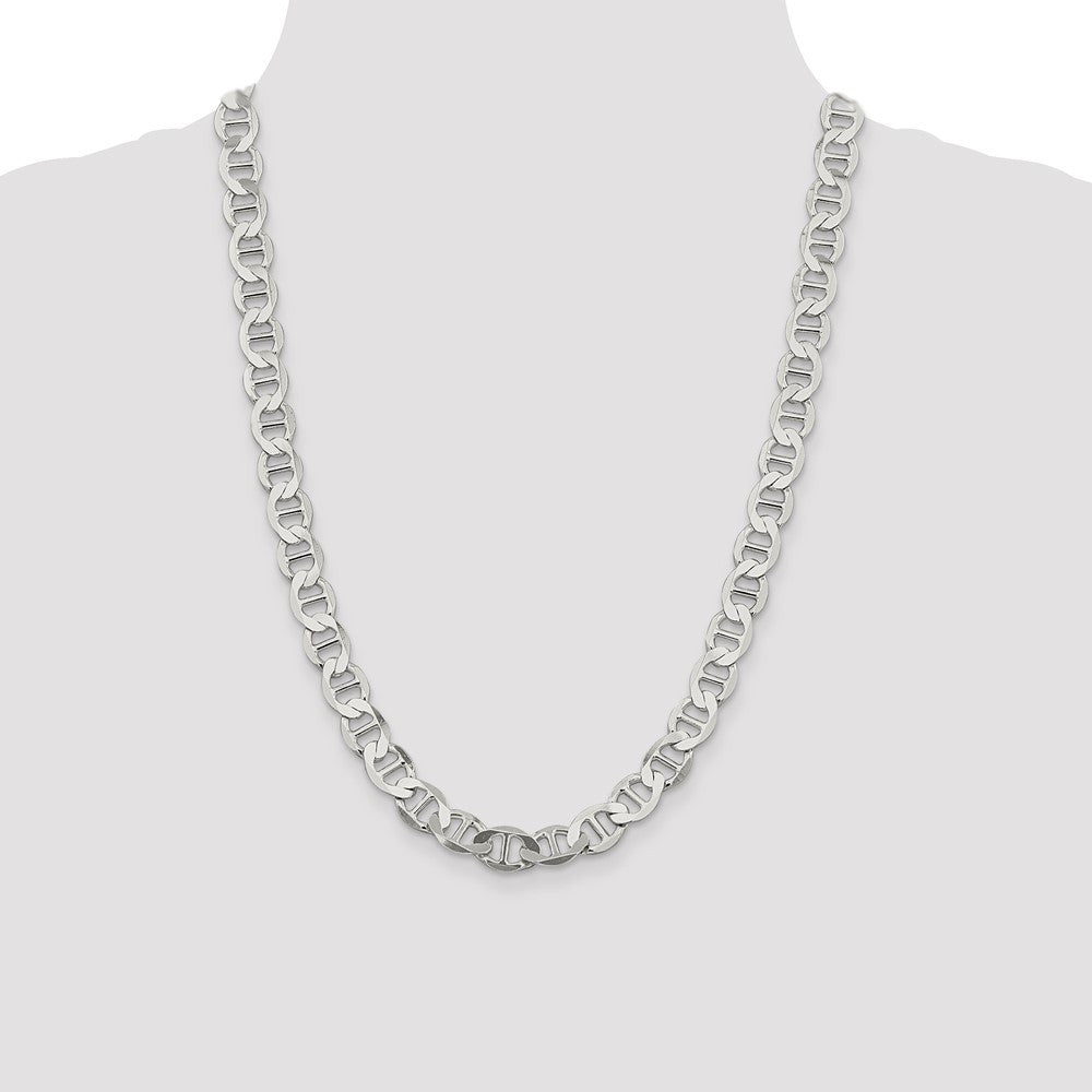 Sterling Silver 9.95mm Flat Anchor Chain Necklace 24"