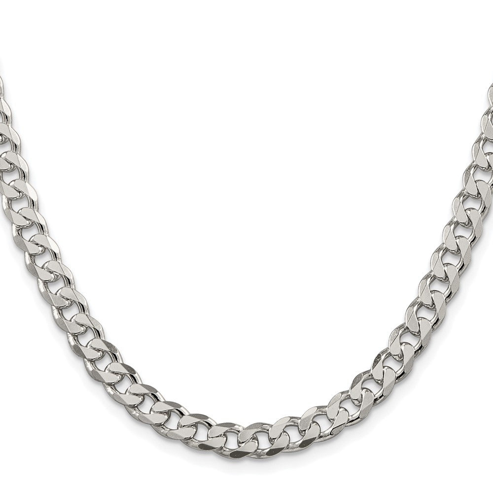 Sterling Silver Rhodium-plated 7mm Pav� Curb Chain Necklace 24"