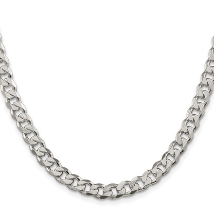 Sterling Silver Rhodium-plated 7mm Pav� Curb Chain Necklace 24"