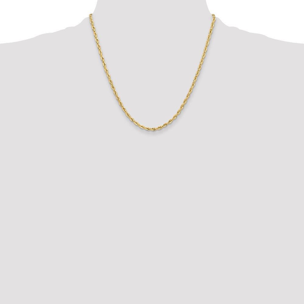14k Yellow Gold 3.5mm Semi-Solid Rope Chain Necklace 20"