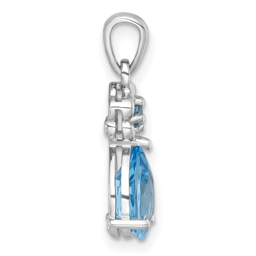 Sterling Silver Polished Light Swiss Blue Topaz Teardrop Flower Pendant