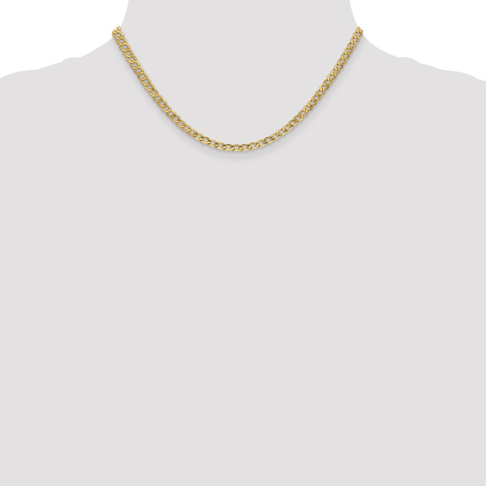 14k Yellow Gold 4.3mm Semi-Solid Curb with Lobster Clasp Chain Necklace 16"