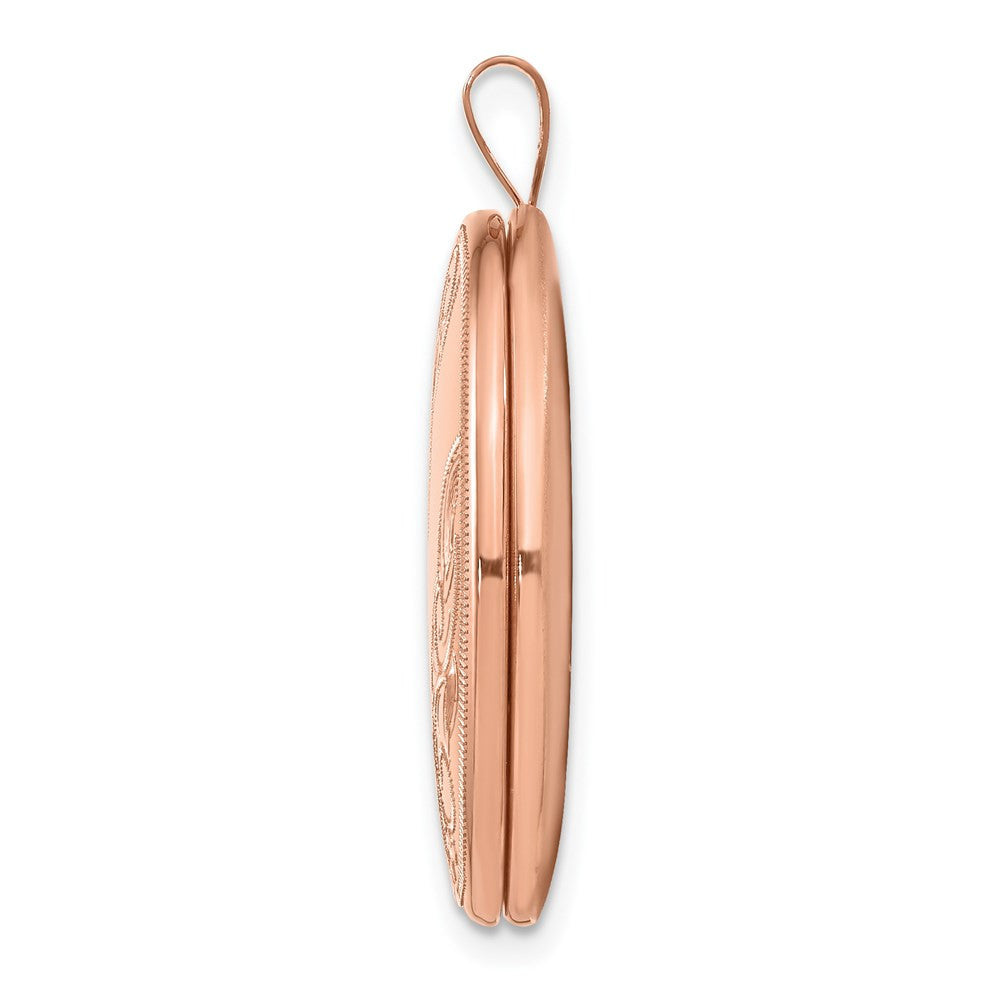 Sterling Silver Rose Gold-plated 26mm Swirled Oval Locket Pendant